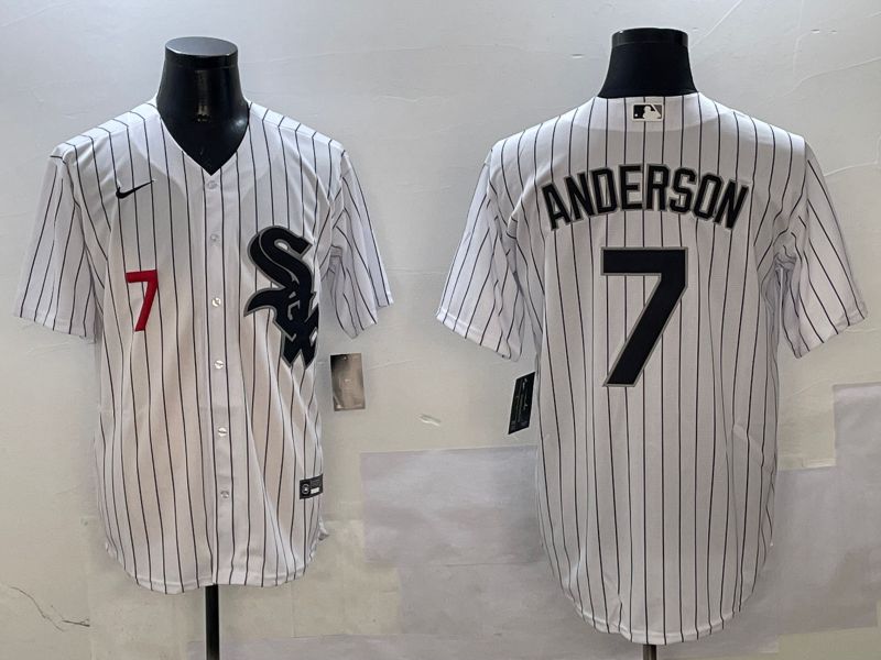 Men Chicago White Sox #7 Anderson White Stripe Game 2025 Nike MLB Jersey style 2->chicago white sox->MLB Jersey